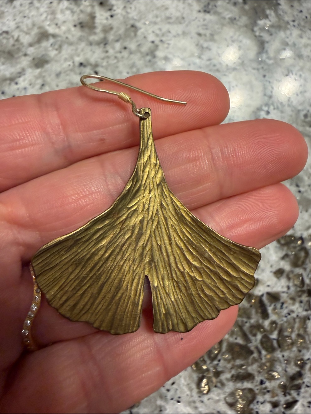 Brass Ginkgo Leaf Drop Earrings - Elegant Women's Jewelry
